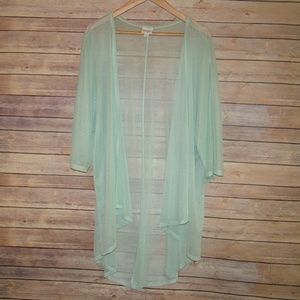 LuLaRoe Lindsay Sheer Kimono Mint Green L Shrug